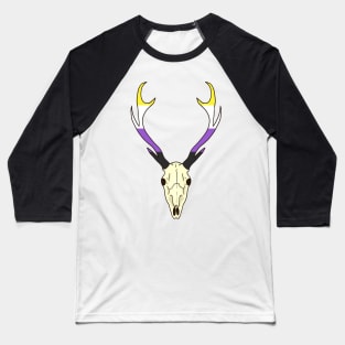 Nonbinary Pride Deer Skull Baseball T-Shirt